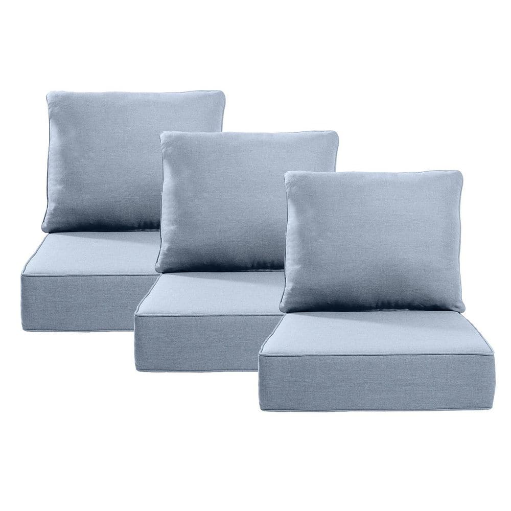 24 in. x 24 in. x 6 in. 6-Piece CushionGuard Outdoor Thicken Sofa Deep Seat Replacement Cushion Set in Baby Blue price history on PriceWatchPro