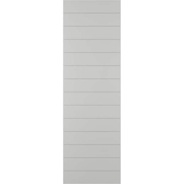 Ekena Millwork 12 in. x 37 in. True Fit PVC Horizontal Slat Modern Style Fixed Mount Board and Batten Shutters Pair in Hailstorm Gray