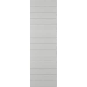 15 in. x 41 in. True Fit PVC Horizontal Slat Modern Style Fixed Mount Board and Batten Shutters Pair in Hailstorm Gray