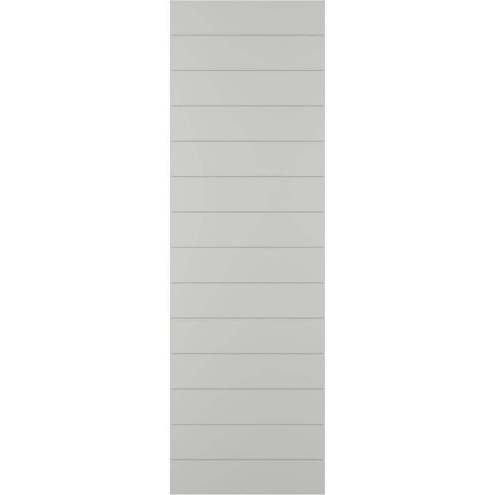 18 in. x 79 in. True Fit PVC Horizontal Slat Modern Style Fixed Mount Board and Batten Shutters Pair in Hailstorm Gray price history on PriceWatchPro