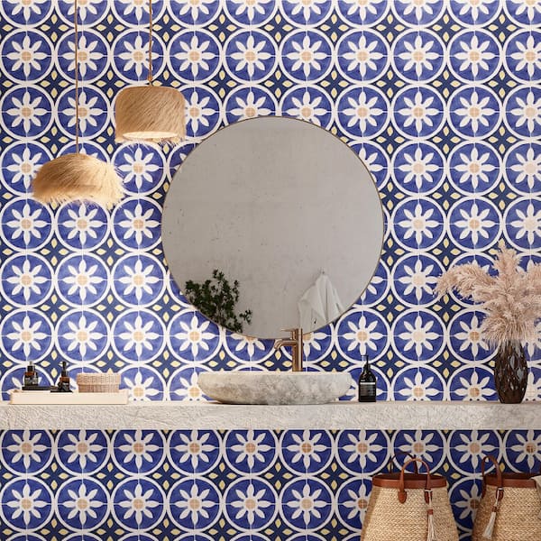 Santorini Coast Blue 10 in. x 10 in. Porcelain Floor and Wall Tile (10.88 sq. ft. /Case)