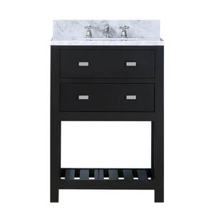 24 in. Vanity in Espresso with Marble Vanity Top in Carrara White