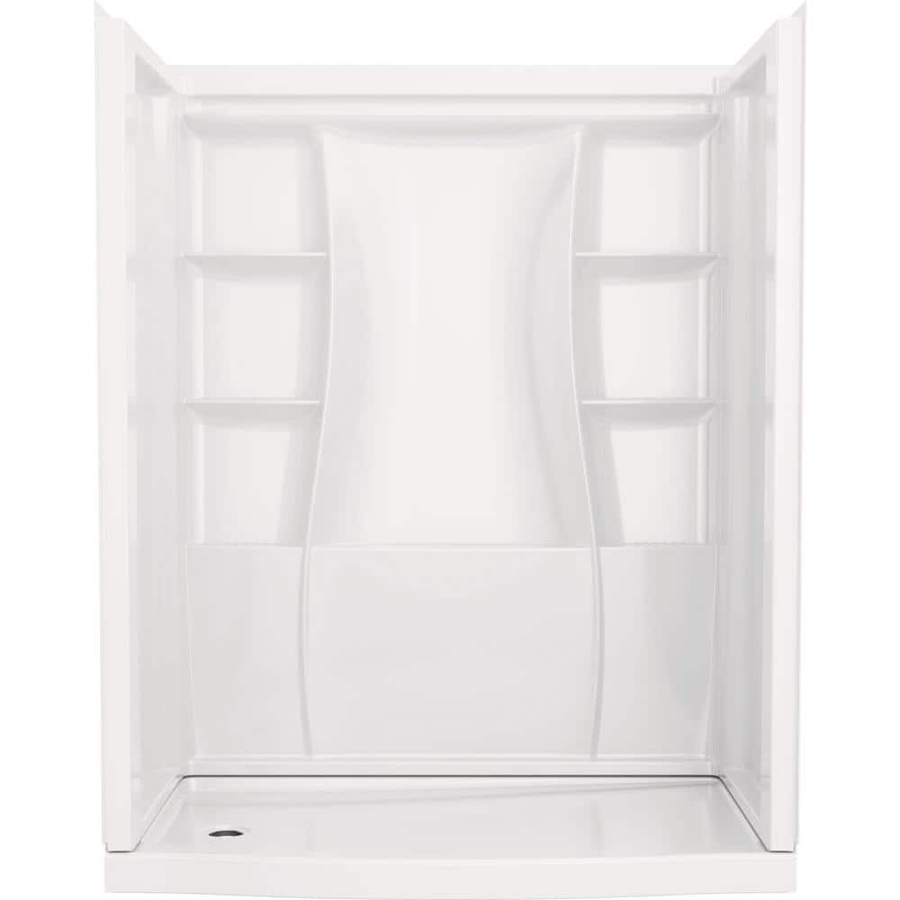Classic 500 Curve 32 in. L x 60 in. W x 72 in. H 4-Pieces Alcove Shower Kit with Shower Wall and Shower Pan in White -  Delta, BVS2-C51601-WH