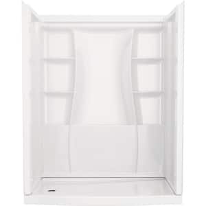 Classic 500 Curve 32 in. L x 60 in. W x 72 in. H 4-Pieces Alcove Shower Kit with Shower Wall and Shower Pan in White