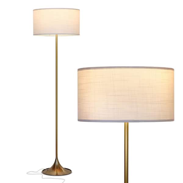 Brass Led Floor Lamp With Drum Shade, Fancy Floor Lamps For Bedroom