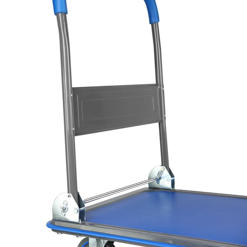 Blue Steel Foldable Platform Truck with Handle and 660 lb Capacity