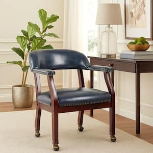 Benjara Anna Vinyl Upholstered Ergonomic Guest Chair in Burgundy