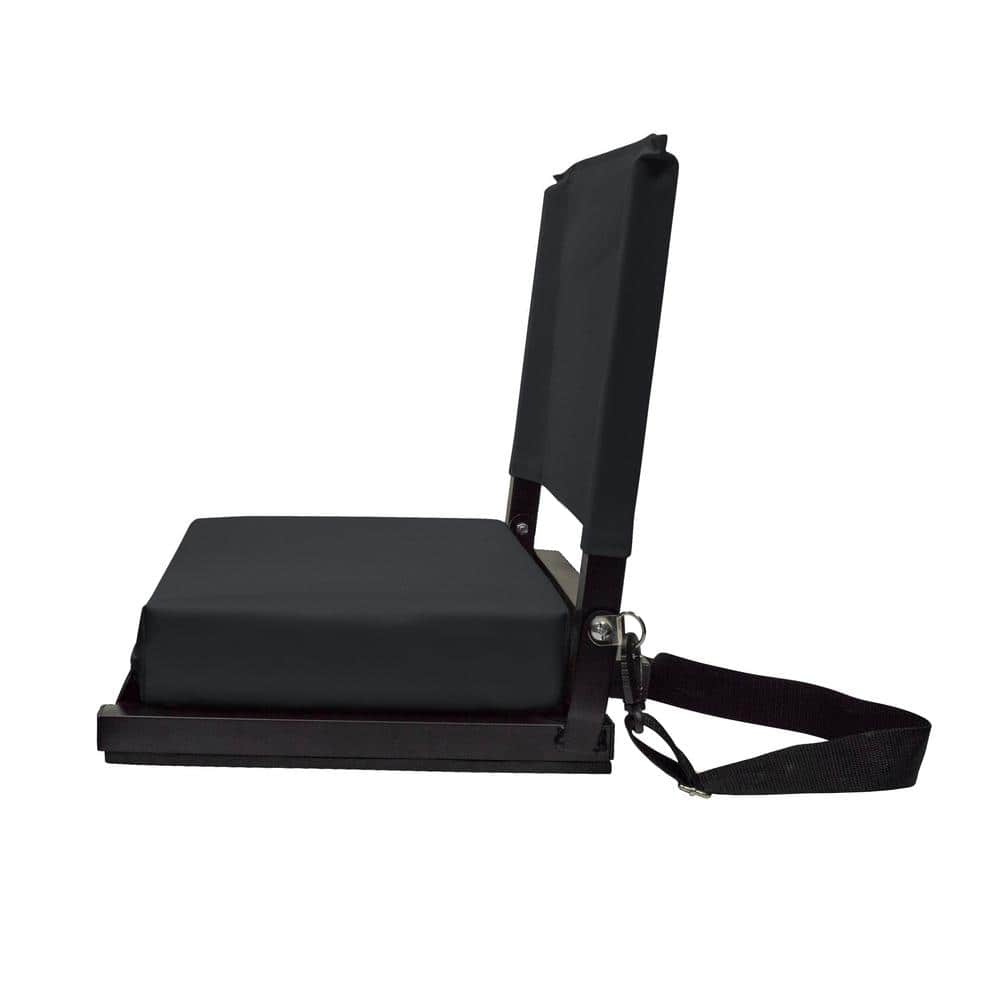 Large Black Canvas Stadium Chair with Padded Seat and Back Support