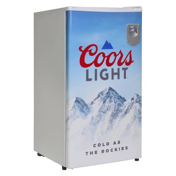 Compact Fridge with Bottle Opener, 3.2 cu. ft.. (90L), White, Flat Back, Reversible Door