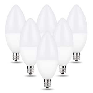 60-Watt Equivalent 6W C11 Non-Dimmable LED Candle Light Bulb E12 Base in Daylight 5000K (6-Pack)