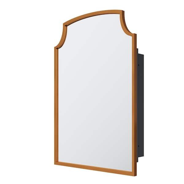 Gold 20 in W x 30 in. H Farmhose Arched Iron Framed Mirror cabinet