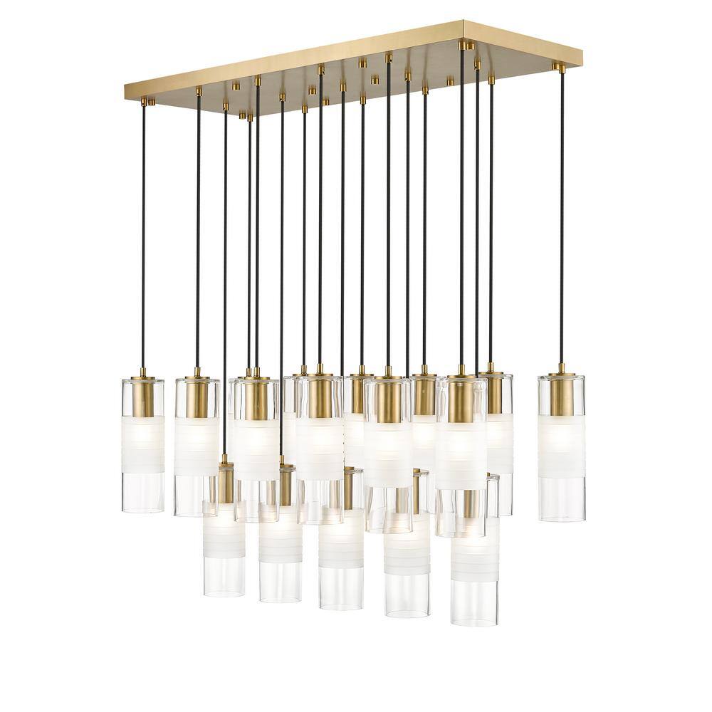 Alton 42 in. 17-Light Modern Gold Linear Chandelier with Clear Plus Frosted