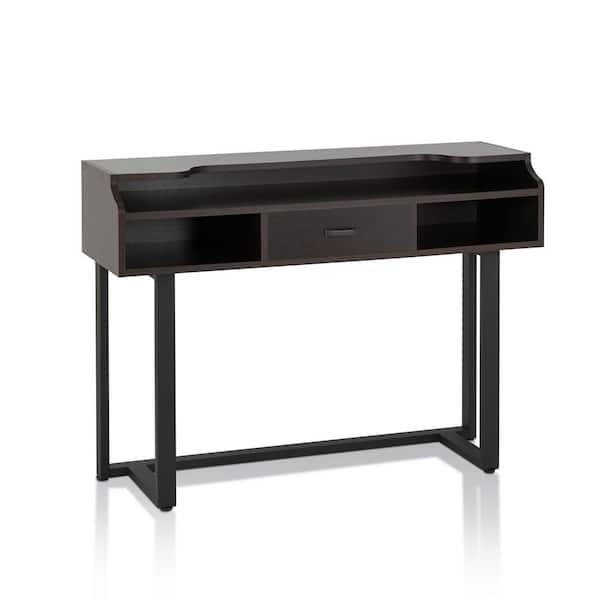 Furniture of America Duffield 47.25 in. Rectangle Espresso 1-Drawer Writing Desk with Open Shelves