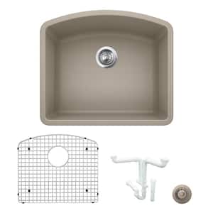 Diamond 24 in. Undermount Single Bowl Truffle Granite Composite Kitchen Sink Kit with Accessories