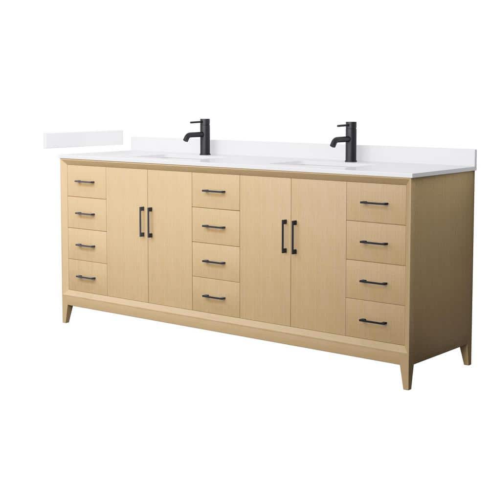 Janna 84 in. Double Freestanding White Oak Bath Vanity with White Cultured Marble Top (Assembled) price history on PriceWatchPro