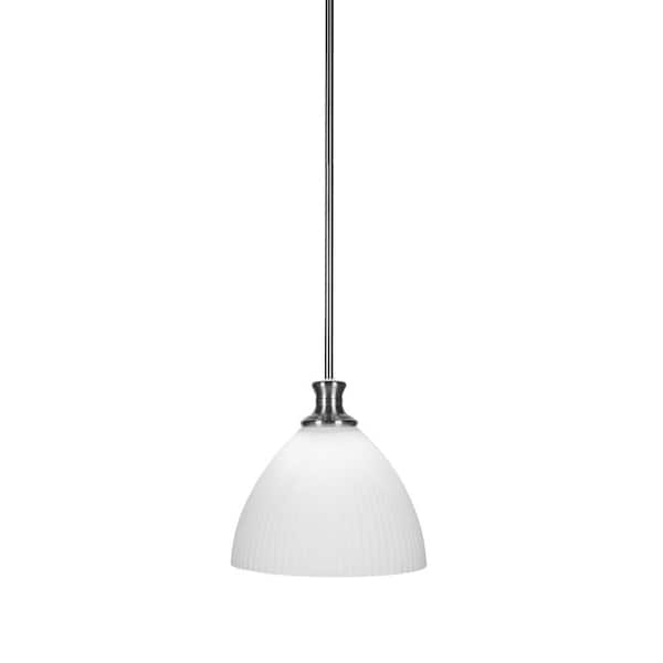Unbranded Orleans 60-Watt 1-Light Brushed Nickel Shaded Pendant Light with 10.75 in. Opal Frosted Glass Shade, No Bulb Included
