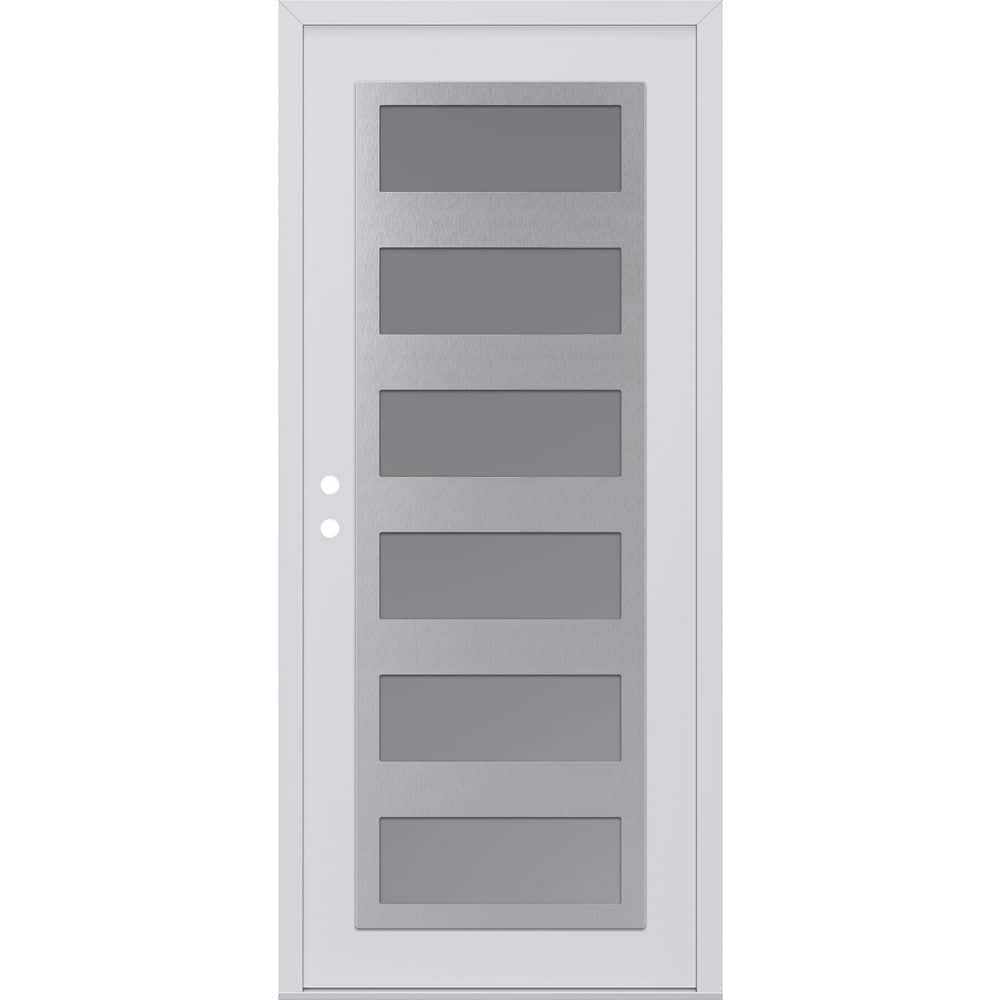C9 36 in. x 80 in. Silver P Right-Hand/Inswing Frosted Glass White/White Steel Prehung Front Door price history on PriceWatchPro