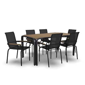 Finn 7-Piece Outdoor Dining Set with Eucalyptus Wood Top (Includes Table and 6 Chairs)