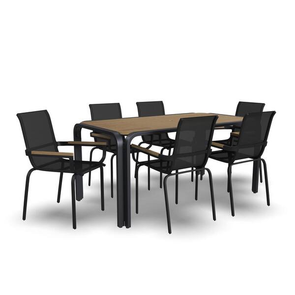 HOMESTYLES Finn 7-Piece Outdoor Dining Set with Eucalyptus Wood Top (Includes Table and 6 Chairs)