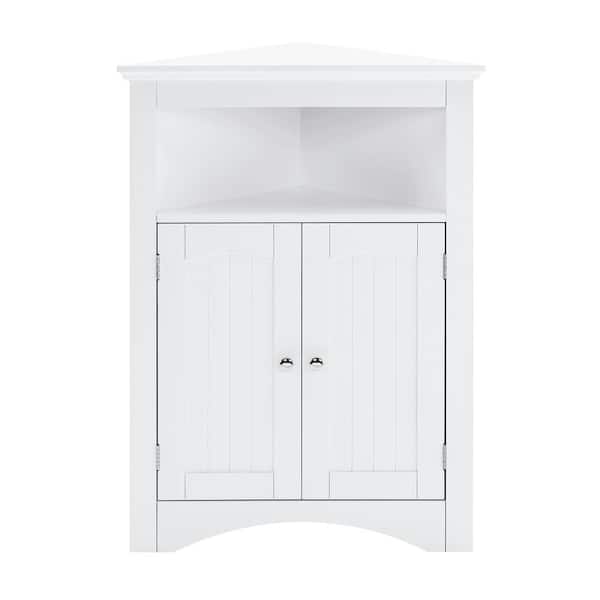 Unbranded 24.3 in. W x 17.2 in. D x 32.2 in. H White Linen Cabinet with Doors and Shelves for Bathroom