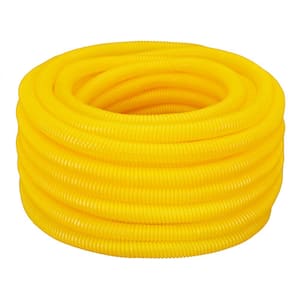 1/2 in. x 100 ft. Flexible Corrugated Yellow HDPE NON Split Tubing Wire Loom