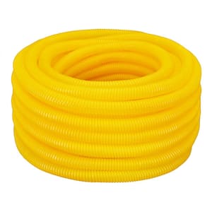 3/4 in. x 100 ft Flexible Corrugated Yellow HDPE NON Split Tubing Wire Loom Non-Metallic Conduit