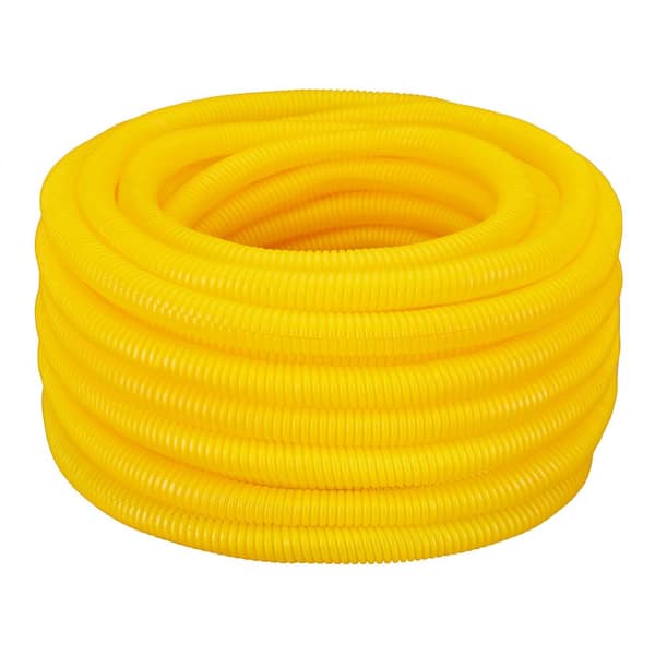 TekTube 3/4 in. x 100 ft Flexible Corrugated Yellow HDPE NON Split Tubing Wire Loom Non-Metallic Conduit