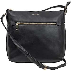 Champs Gala Collection Black Leather Cross-Body Tote Bag