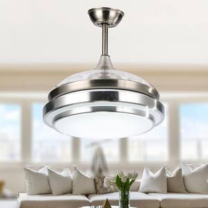 42 in. LED Brushed Nickel Retractable Ceiling Fan with Light Kit and Remote Control