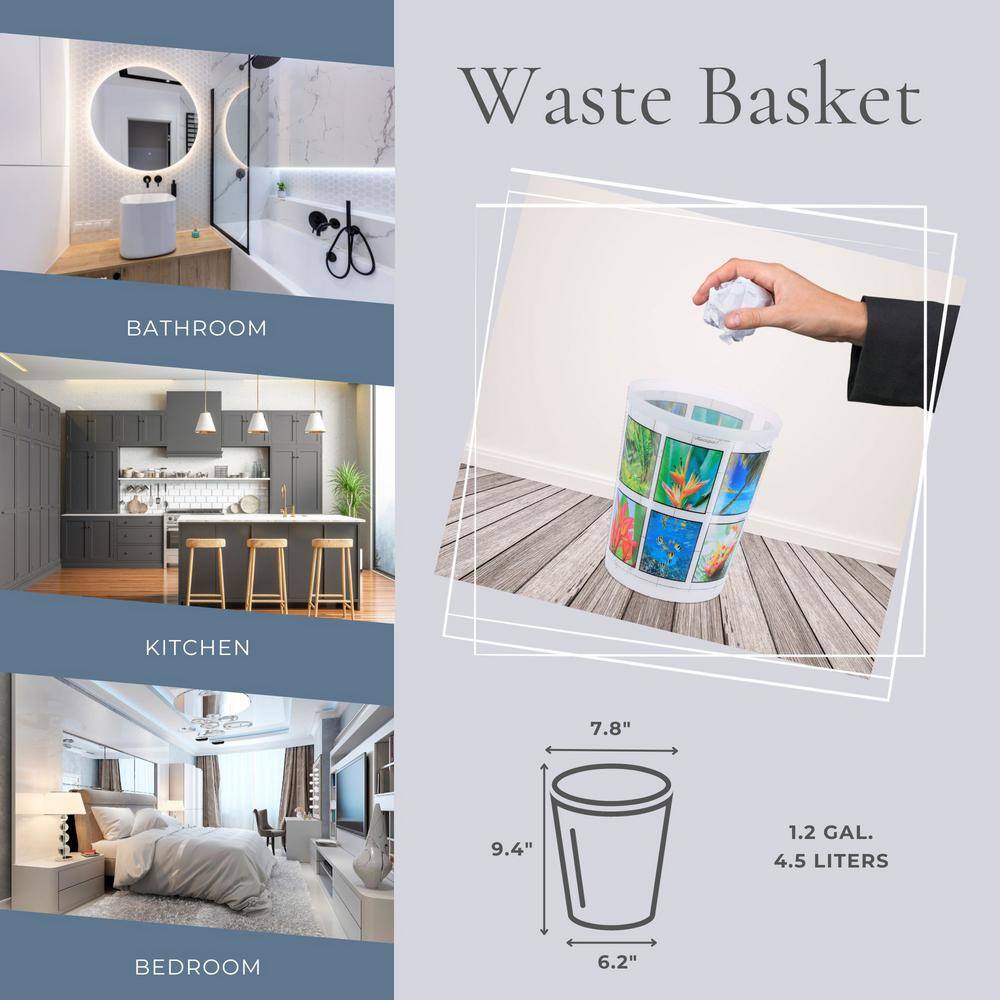 Tropical Paradise Decorative Plastic Waste Basket – 4.5L