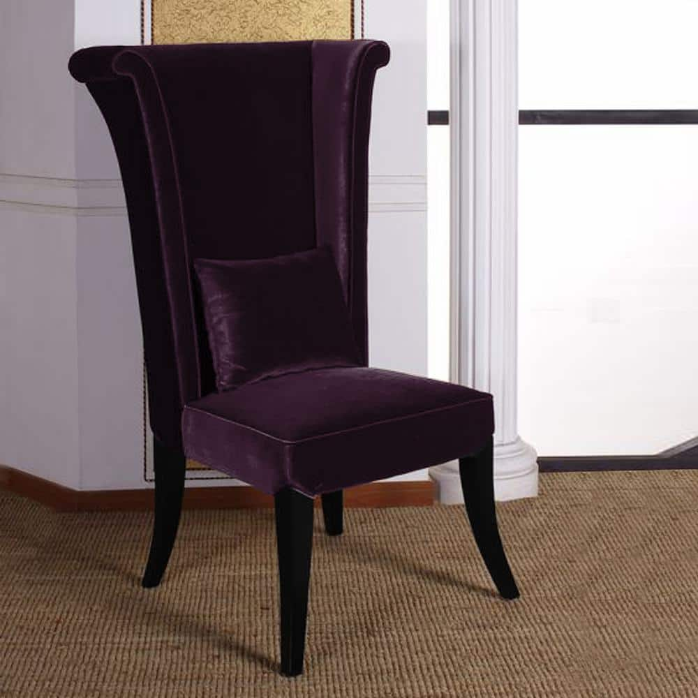 Reviews For Armen Living Mad Hatter 52 In Purple Velvet And Black Wood Finish Dining Chair Lc847sipu The Home Depot