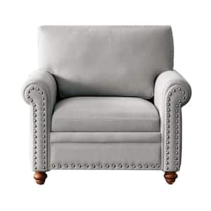 Grey Fabric Sofa Single Seat Chair with Wood Leg
