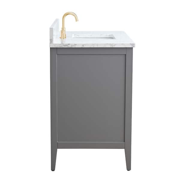 42 in. W x 22 in. D x 34 in. H Single Sink Bathroom Vanity Cabinet in Cashmere Gray with Engineered Marble Top
