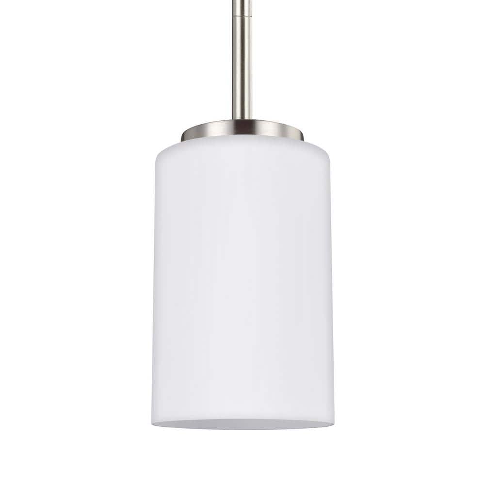 Oslo Brushed Nickel Mini Pendant with Opal Etched Glass Shade