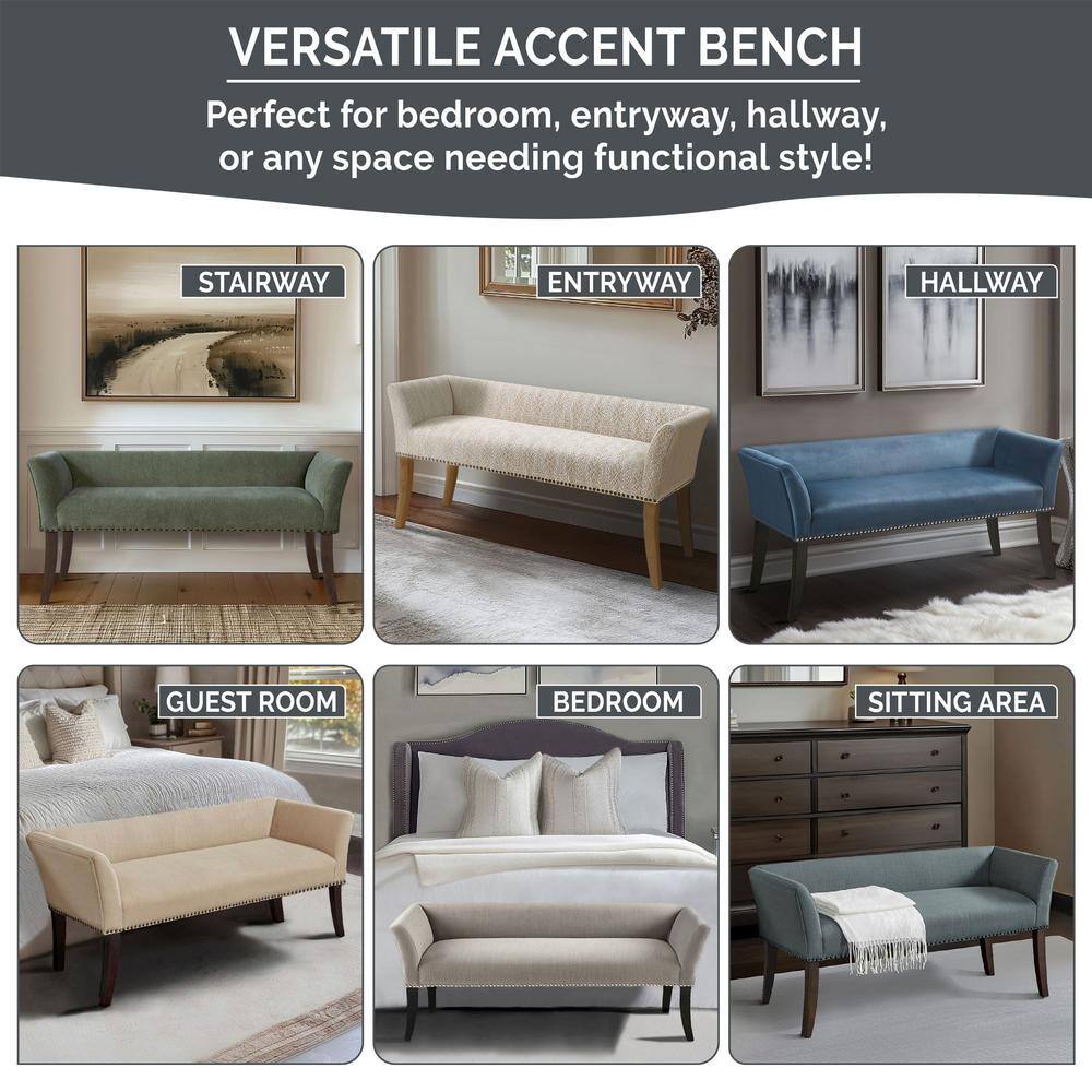 Madera Flared Arms Upholstered Storage Bench in Taupe