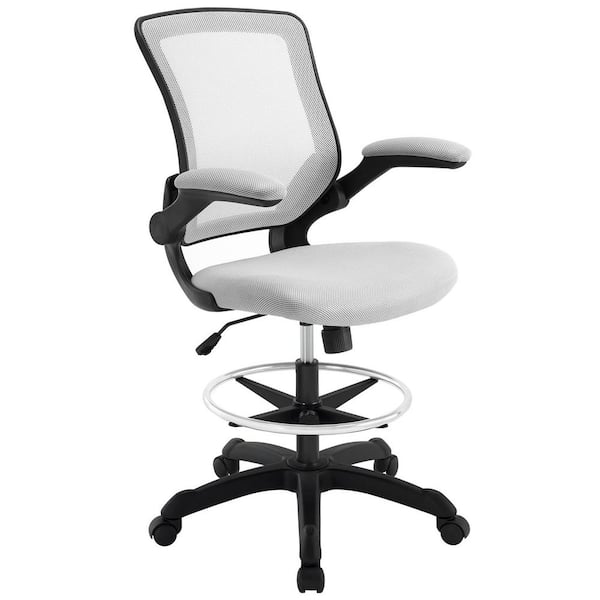 MODWAY Veer 26 in. Width Big and Tall Gray/Black Mesh Drafting Chair with Swivel Seat