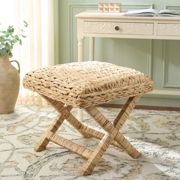 Posey Natural Wood Square Accent Small Ottoman