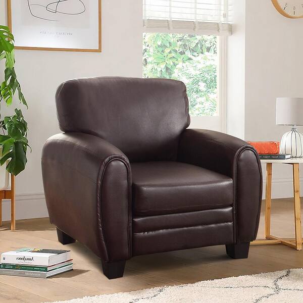 Lazzara Viggo Dark Brown Faux Leather Arm Chair 9734DB-1