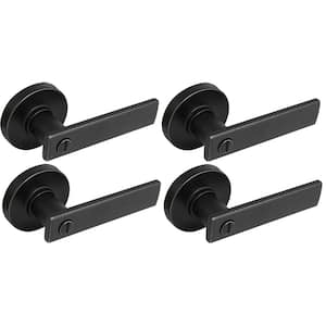 Westwood Matte Black Bed and Bath Door Handle with Round Rose (4-Pack)