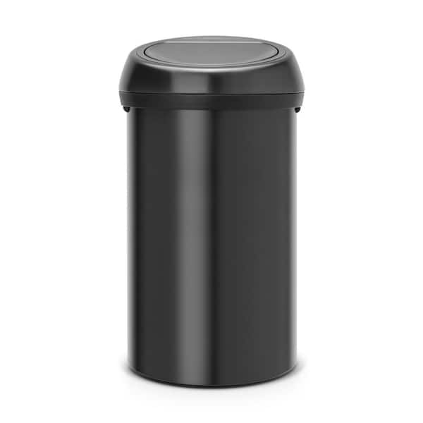 Brabantia 16 Gallon Large Kitchen Touch Top Trash Can (Matt Black)  Removable Lid, Soft-Touch Open Garbage Can