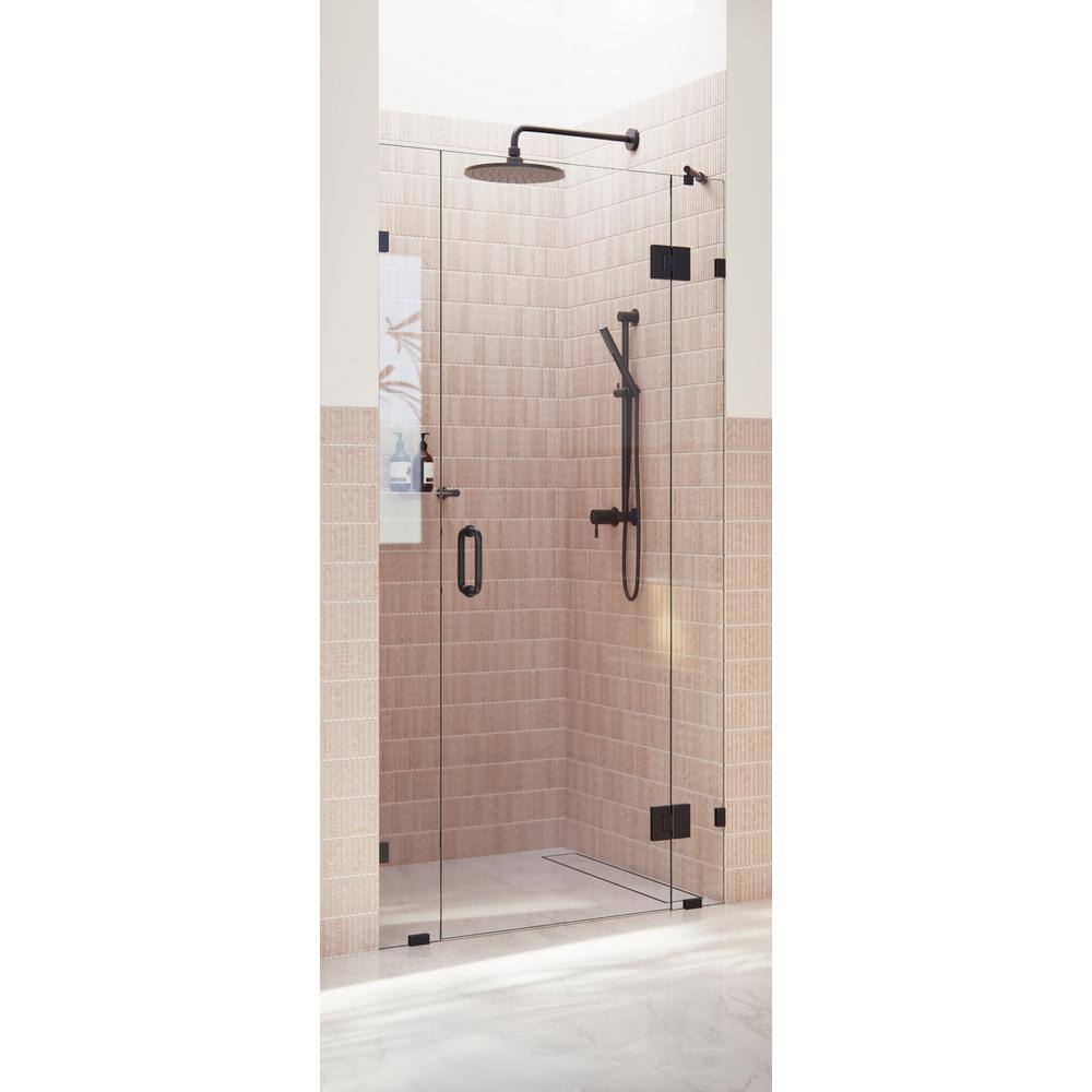 Stellar Matte Black Frameless 3-Panel Glass Shower Door