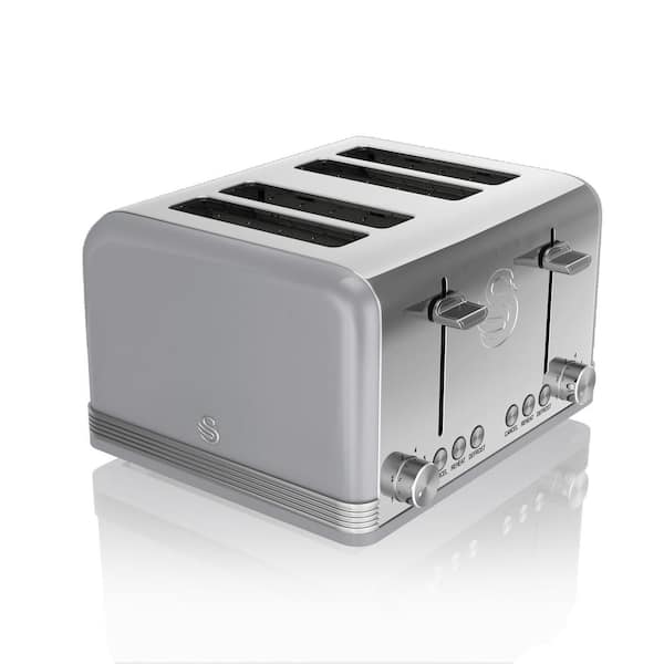 Swan Retro 4-Slice Grey Wide Slot Toaster