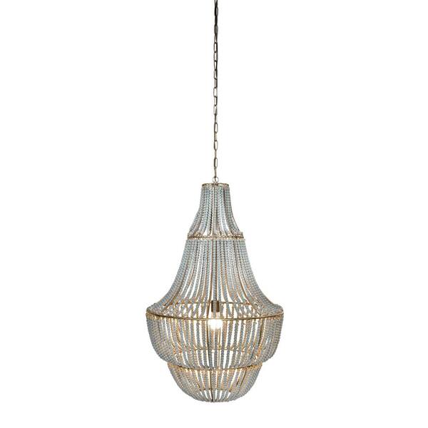 grey wood bead chandelier