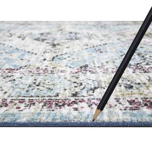 Eden Collection Aubosson Blue 2 ft. x 3 ft. Machine Washable Traditional Indoor Area Rug