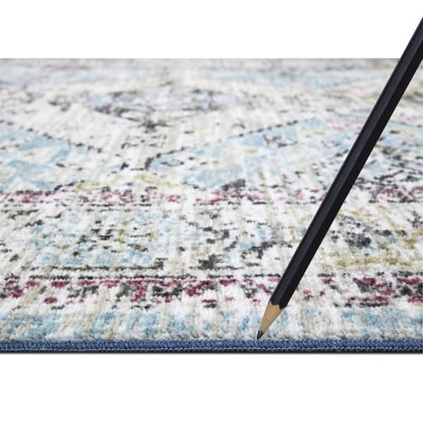 Eden Collection Aubosson Blue 5 ft. x 7 ft. Machine Washable Traditional Indoor Area Rug