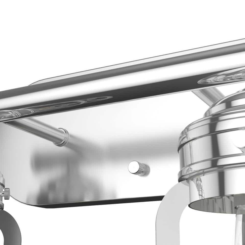 Chrome 2-Light Industrial Vanity Fixture with Caged Shades