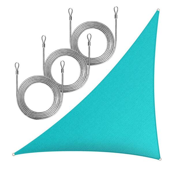 ROYAL SHADE 10 ft. x 10 ft. x 14 ft. Right Triangle Sun Shade Sail with Rope-Turquoise