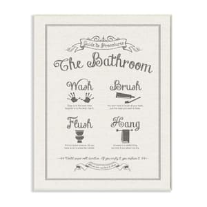 12.5 in. x 18.5 in. "Guide To Bathroom Procedures Linen Look" by Lettered and Lined Printed Wood Wall Art