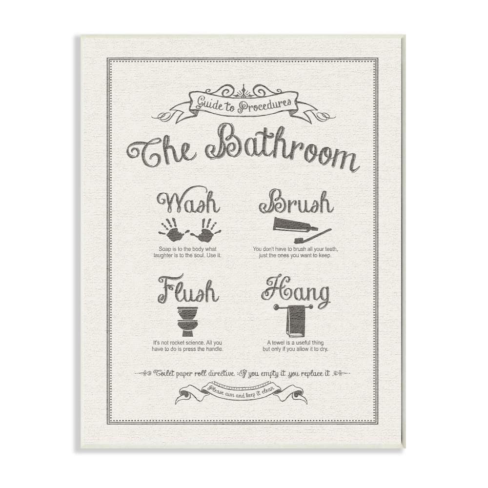 "12.5 in. x 18.5 in. ""Guide To Bathroom Procedures Linen Look"" by Lettered and Lined Printed Wood Wall Art" price history on PriceWatchPro