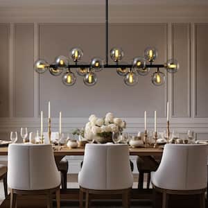 16-Light Black Globe Sputnik Dining Room Chandelier Mid Century Linner Kitchen Island Pendant Light